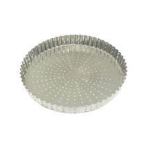 Tourtière en fer blanc Gobel ronde cannelée et perforée - fond fixe 30cm