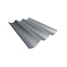 Plaque à pain perforée en acier pour 3 baguettes ou tuiles