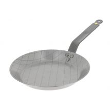 Poêle en fer De Buyer Mineral B striée à bord évasé pour steak 28cm