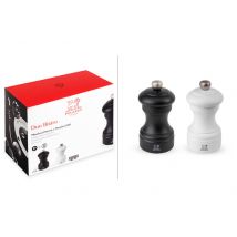 Lot de deux moulins à sel et poivre Peugeot Duo Bistro - bois noir et blanc 10cm