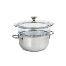 Set vapeur Cristel Master Faitout en inox + cuit-vapeur et couvercle en verre
