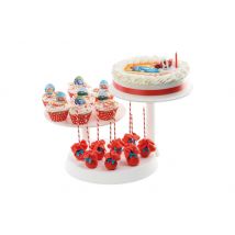 Présentoir à gâteaux 3 étages en polymère blanc - hauteur 25cm