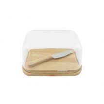 Set beurrier avec couteau Pebbly en verre et bambou
