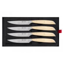 Coffret 4 couteaux à steak Icel lame dentelée 11cm manche bois d'érable