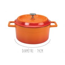 Mini cocotte en fonte émaillée ronde Pentole Agnelli orange avec couvercle 14cm