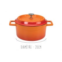 Cocotte en fonte émaillée ronde Pentole Agnelli orange avec couvercle