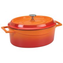 Cocotte en fonte émaillée ovale Pentole Agnelli orange avec couvercle - 25x20cm