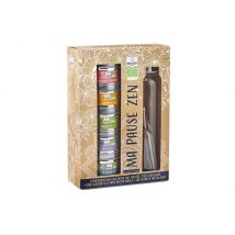 Coffret 5 préparations bio Quai Sud Ma Pause Zen eaux fruitées, thés et infusions + gourde + filtre à thé