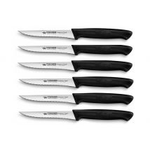 Lot de 6 couteaux à steak Fischer - lame 10cm dentée acier inox manche noir