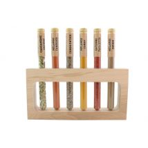 Coffret Le Monde en Tube Saveurs indiennes 6 épices en tube + support bois