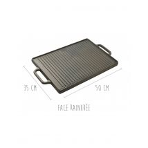 Plancha grill réversible en fonte - 50x35cm