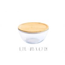 Bol de conservation en verre Pebbly et couvercle hermétique en bambou 0,77 l