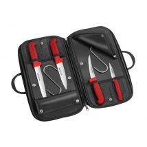 Mallette de boucher professionnelle Fischer 4 couteaux + 2 crochets à viandes