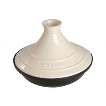 Plat à tajine Staub en fonte émaillée avec couvercle - diamètre 28cm Crème