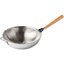 Wok en acier inox Mastrad O'Wok Gourmet avec grille et poignée amovible