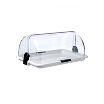 Vitrine buffet à double ouverture et plateau blanc - 48x32cm