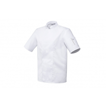 Veste de cuisine Robur Nero mixte blanche manches courtes - Vêtement cuisine pro 38-40