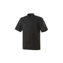 Veste de cuisine Robur Nero mixte noire manches courtes - Vêtement cuisine pro 38-40