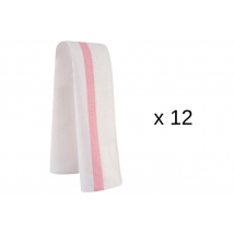 Lot de 12 torchons de cuisine Robur Taoste 70x50cm 100% coton - blancs et roses