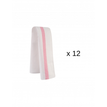 Lot de 12 torchons de cuisine Robur Taoste 70x50cm 100% coton - blancs et roses