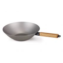 Wok Beka Nomad en acier carbone avec poignée en acacia 24cm