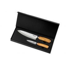 Coffret 2 couteaux de cuisine Wusaki Damas 10Cr en acier japonais - Chef + Office