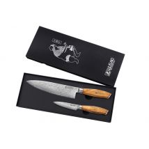 Coffret 2 couteaux de cuisine Wusaki Fujiko 10CR manche olivier - Chef et office