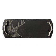 Planche de présentation en ardoise Selbrae House avec anses 42x15cm - Motif cerf