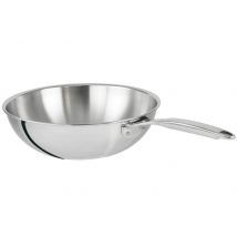 Wok inox 18/10 Cristel Castel'Pro conception 3 ply 28cm