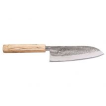Couteau santoku japonais traditionnel Wusaki Nakata Erable BS2 manche en érable - Lame San Mai 16,5cm
