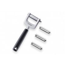 Éplucheur à julienne Triangle en inox - 3 lames interchangeables