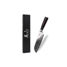 Couteau santoku alvéolé en acier inoxydable Kutoyama Black Pakka 17cm