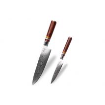 Coffret de couteaux Kutoyama Damas pakka rainbow 2 pièces : universel + chef