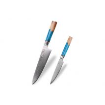Lot de 2 couteaux de cuisine Kutoyama Damas Azur - Chef et Universel