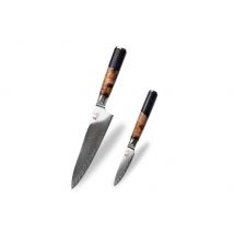 Lot de 2 couteaux de cuisine Kutoyama Damas Nid d'Abeille - Chef + Office
