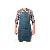 Tablier de cuisine Alaskan Maker N°547 en toile waxée - 85 x 69 cm Bleu canard
