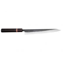 Couteau de chef japonais sujihiki Yuzo Black SLD ébène et cognassier fait main - Lame 24cm