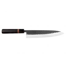 Couteau gyoto artisanal Yuzo Black SLD ébène et cognassier 24cm - Fabriqué au Japon