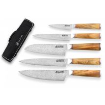 Mallette 5 couteaux de cuisine Wusaki Fujiko VG10 en inox damas 67 couches