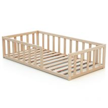 Lit au sol 70x140 Bois hêtre brut
