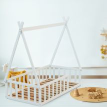 Lit TIPI au sol 70x140 Bois blanc