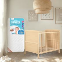 Lit bébé EVOLUTIF bois hêtre verni + matelas bébé climatisé