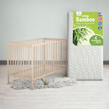 Lit bébé ESSENTIEL bois hêtre brut + matelas bébé Bamboo