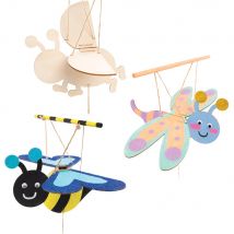 Insect Bug Wooden Flying Puppet Kits (Pack of 3) Art Craft Kits