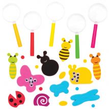 Bug Magnifying Glass Kits (Pack of 5) Art Supplies, Art Materials Handles come in 5 assorted colours - Pink, Yellow, Red, Orange & Purple