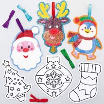 Christmas Sand Art Hanging Decoration Blanks (Pack of 12) Decorate & Personalise, 12 Designs - Santa, Elf, Snowman & More