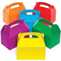 Coloured Gift Boxes (Pack of 6) 6 Assorted Colours, Self-Assemble, Non-Plastic Party Bags, Party Supplies