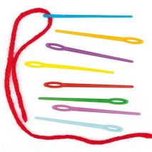Plastic Needles - 50 coloured plastic needles safe for children with extra large eyes. Ideal for sewing and weaving crafts. Needle length 6cm.