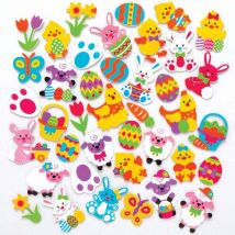 Easter Foam Stickers (Pack of 200) Easter Craft Supplies, 50 Assorted Designs, Easy Peel
