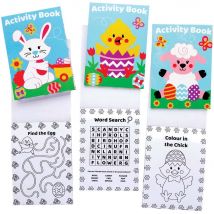 Mini Easter Activity Books (Pack of 12) Easter Toys For Kids, 20 Pages Per Book, 4 Assorted Designs, Puzzles & Colouring Activities
